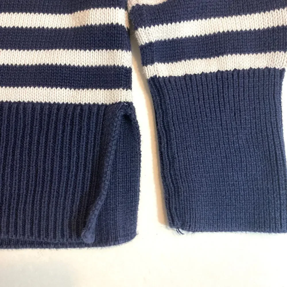 GAP Kid’s 100% Cotton Blue White Striped Knit Turtleneck Pullover Sweater Medium